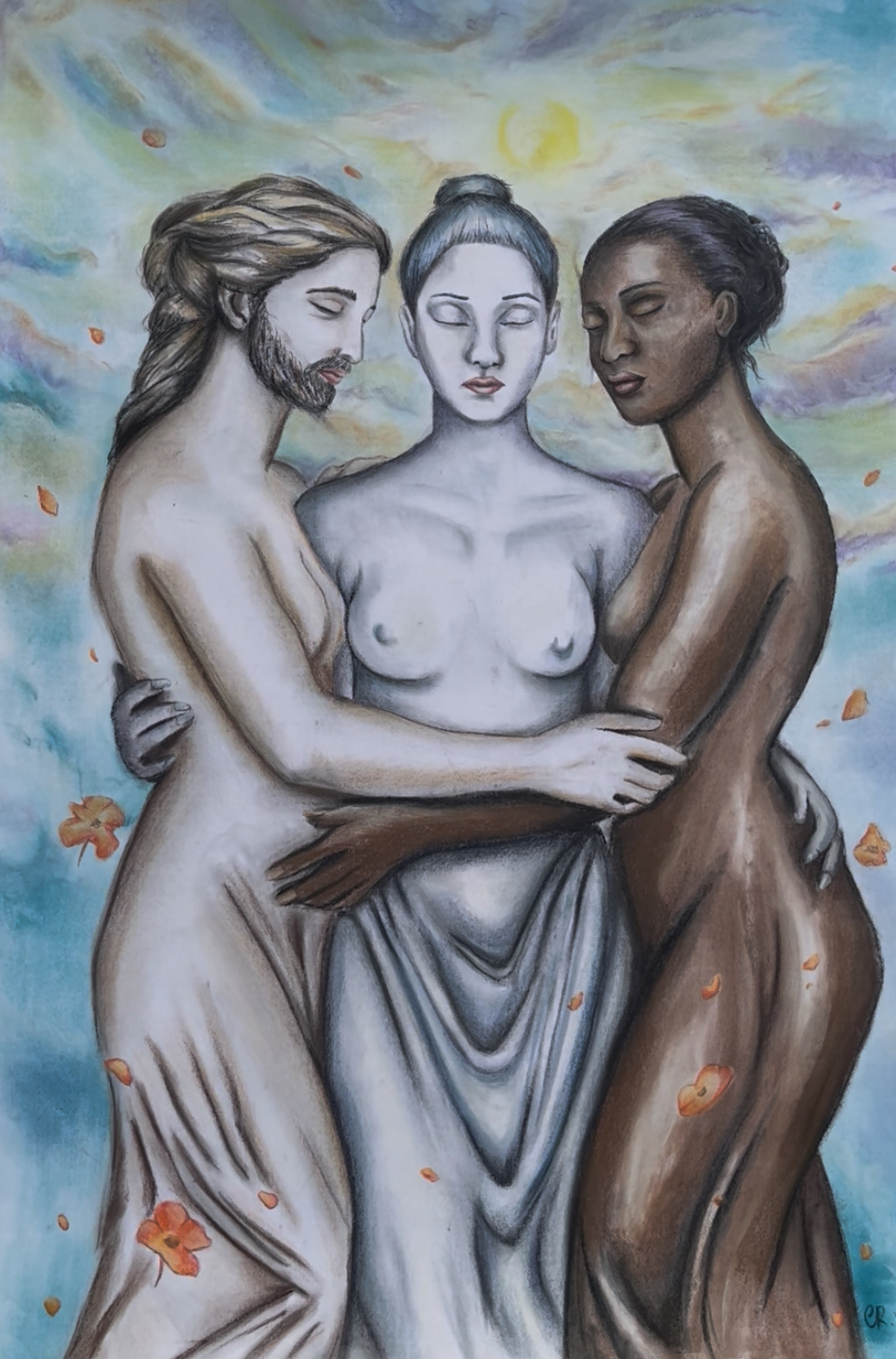 L’abbraccio universale delle tre Grazie  - Quadro moderno Vitrano Cristian